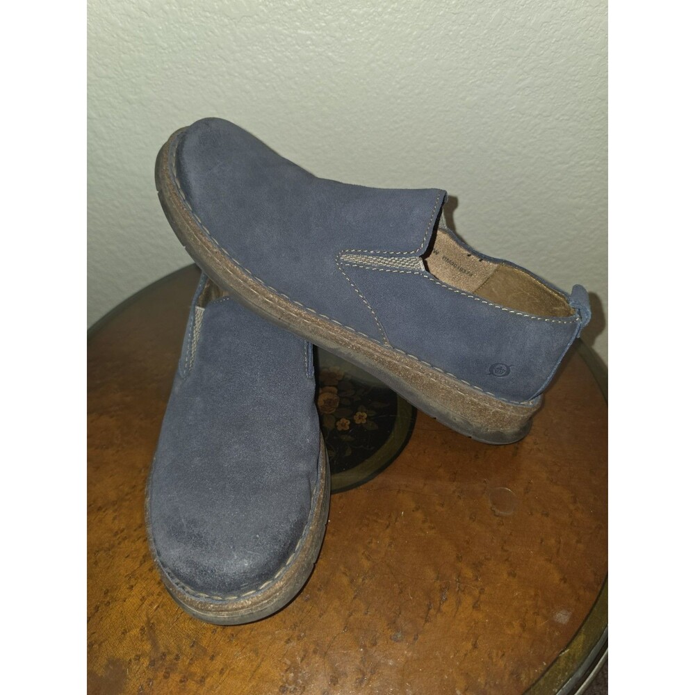 Born Mens Bryson Slip-On Leather Suede Loafer Shoes Distressed Blue Navy Size 12